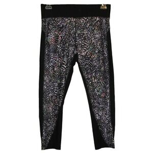 PBX Pro Womens Black Multi Color Abstract Print Capri Athletic Leggings Size L